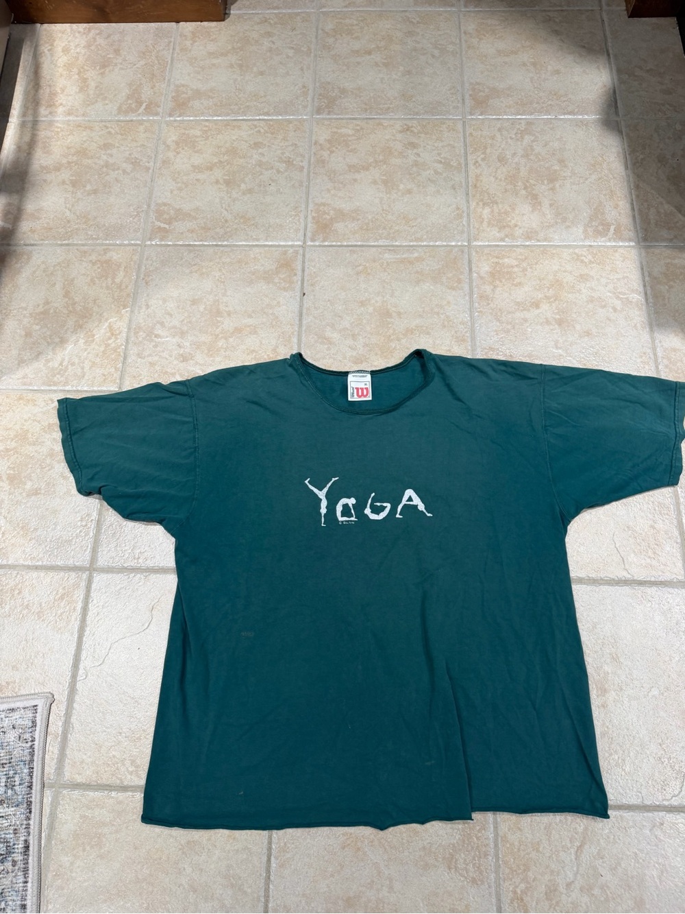 Vintage Dark Green Wilson Yoga Short Sleeve T-Shirt in Great Used Cond SZ XL